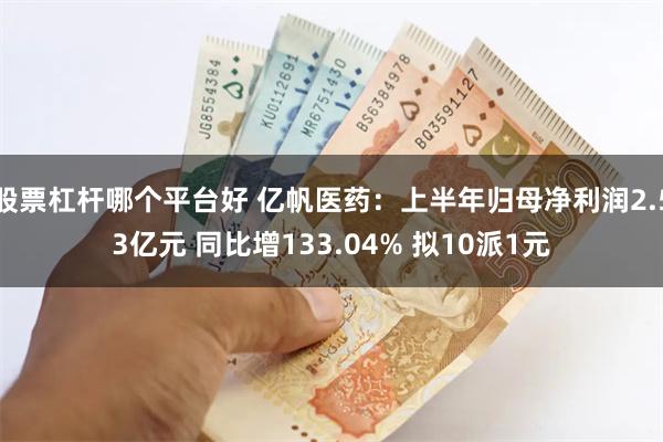 股票杠杆哪个平台好 亿帆医药：上半年归母净利润2.53亿元 同比增133.04% 拟10派1元